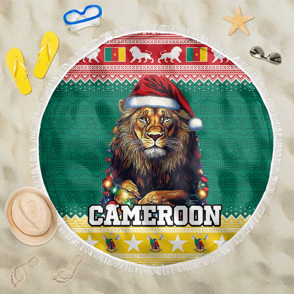 Cameroon Christmas Beach Blanket Lion African Santa