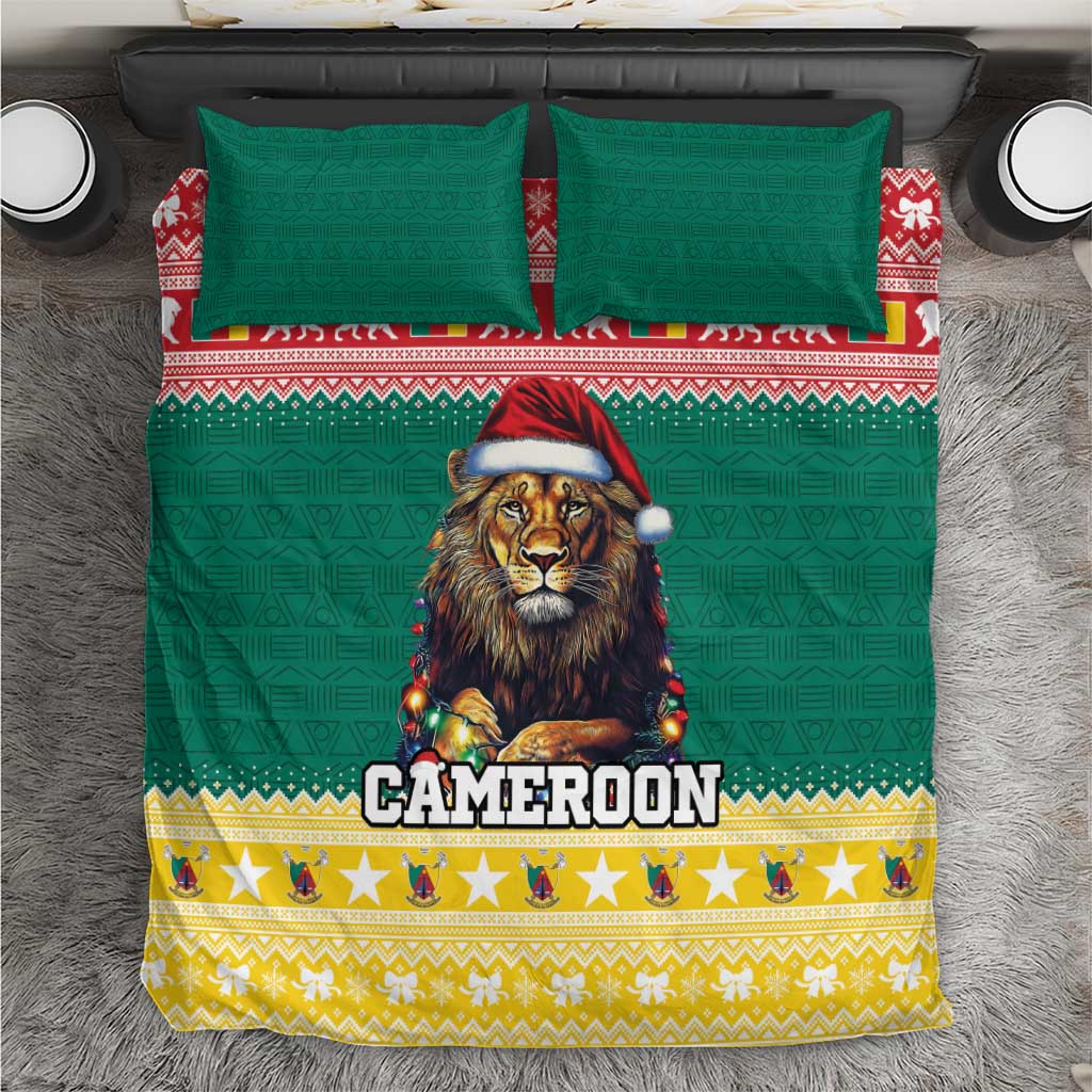 Cameroon Christmas Bedding Set Lion African Santa