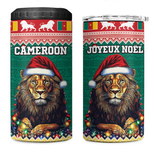 Cameroon Christmas 4 in 1 Can Cooler Tumbler Lion African Santa