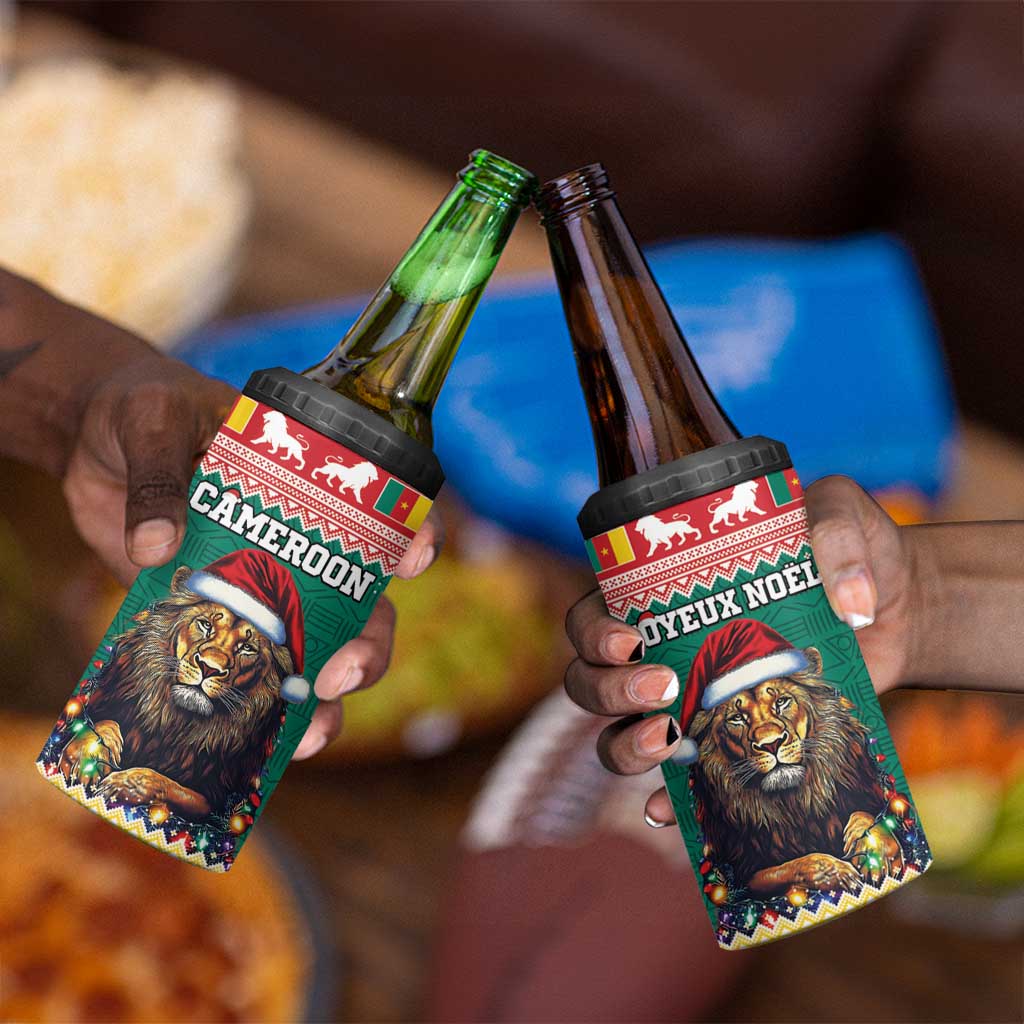 Cameroon Christmas 4 in 1 Can Cooler Tumbler Lion African Santa