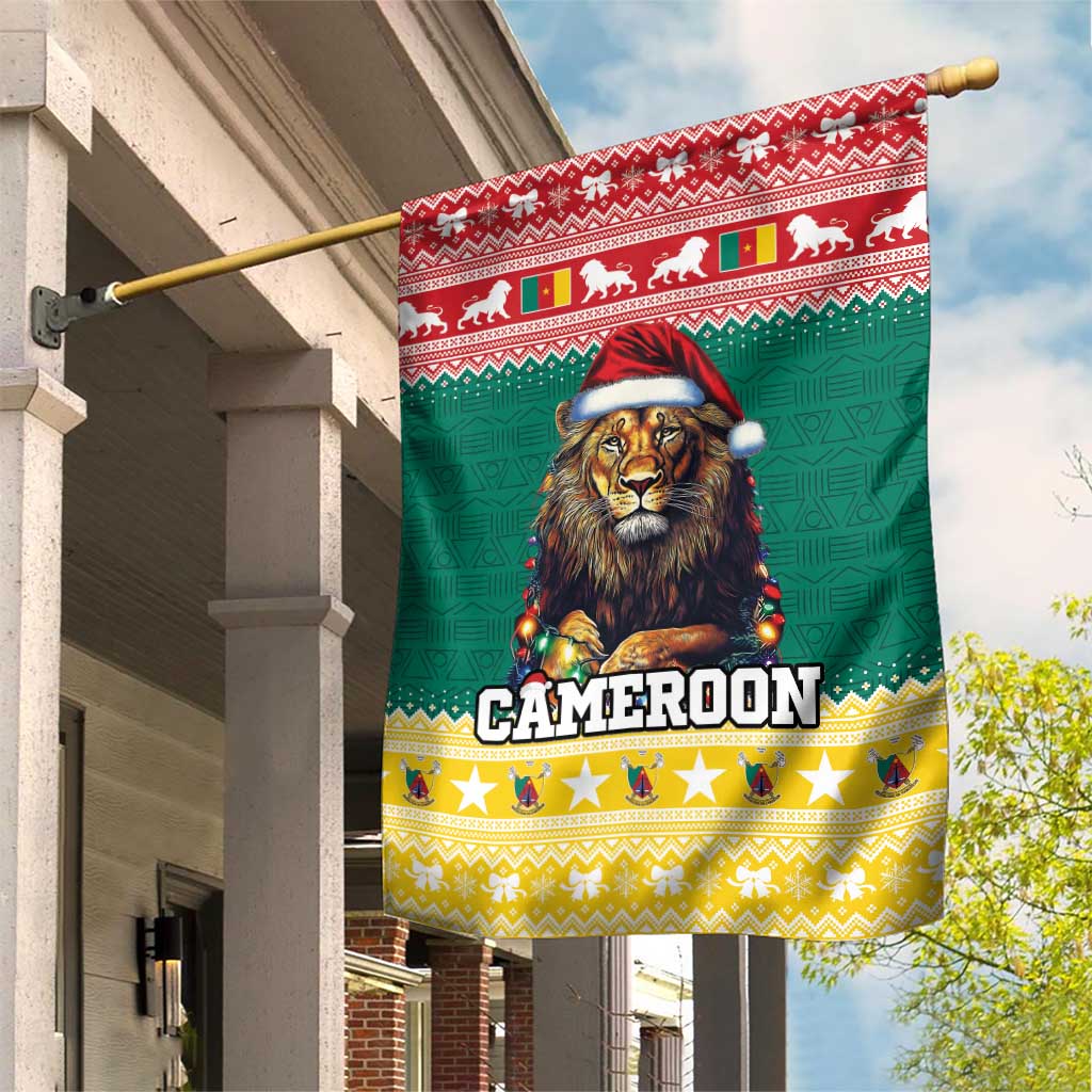 Cameroon Christmas Garden Flag Lion African Santa