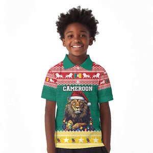 Cameroon Christmas Kid Polo Shirt Lion African Santa