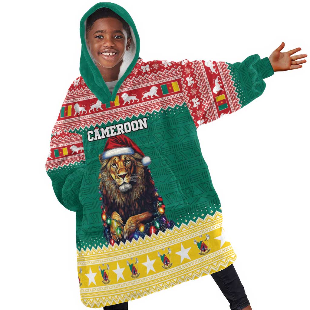 Cameroon Christmas Kid Wearable Blanket Hoodie Lion African Santa