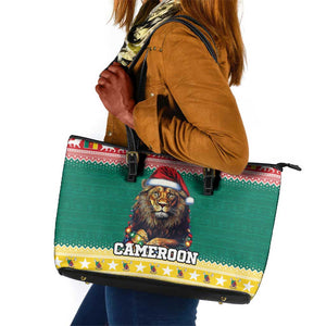 Cameroon Christmas Leather Tote Bag Lion African Santa