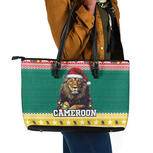 Cameroon Christmas Leather Tote Bag Lion African Santa