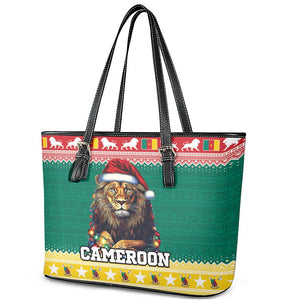 Cameroon Christmas Leather Tote Bag Lion African Santa