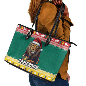 Cameroon Christmas Leather Tote Bag Lion African Santa