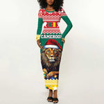 Cameroon Christmas Long Sleeve Bodycon Dress Lion African Santa LT15