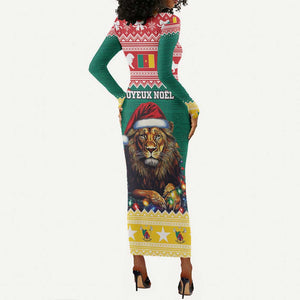 Cameroon Christmas Long Sleeve Bodycon Dress Lion African Santa