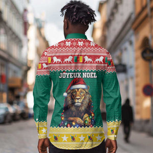 Cameroon Christmas Long Sleeve Button Shirt Lion African Santa