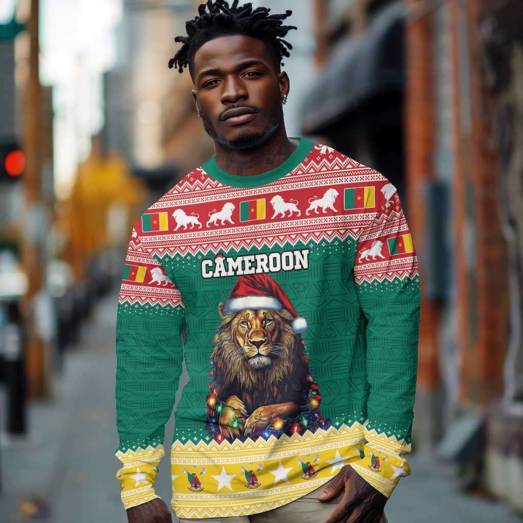 Cameroon Christmas Long Sleeve Shirt Lion African Santa