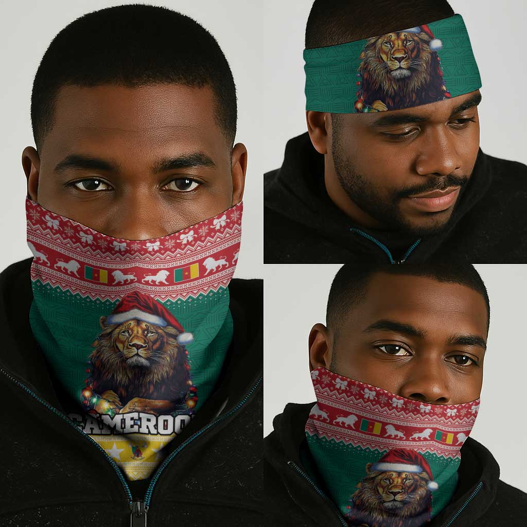 Cameroon Christmas Neck Gaiter Lion African Santa LT15