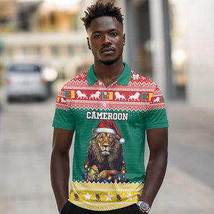 Cameroon Christmas Polo Shirt Lion African Santa