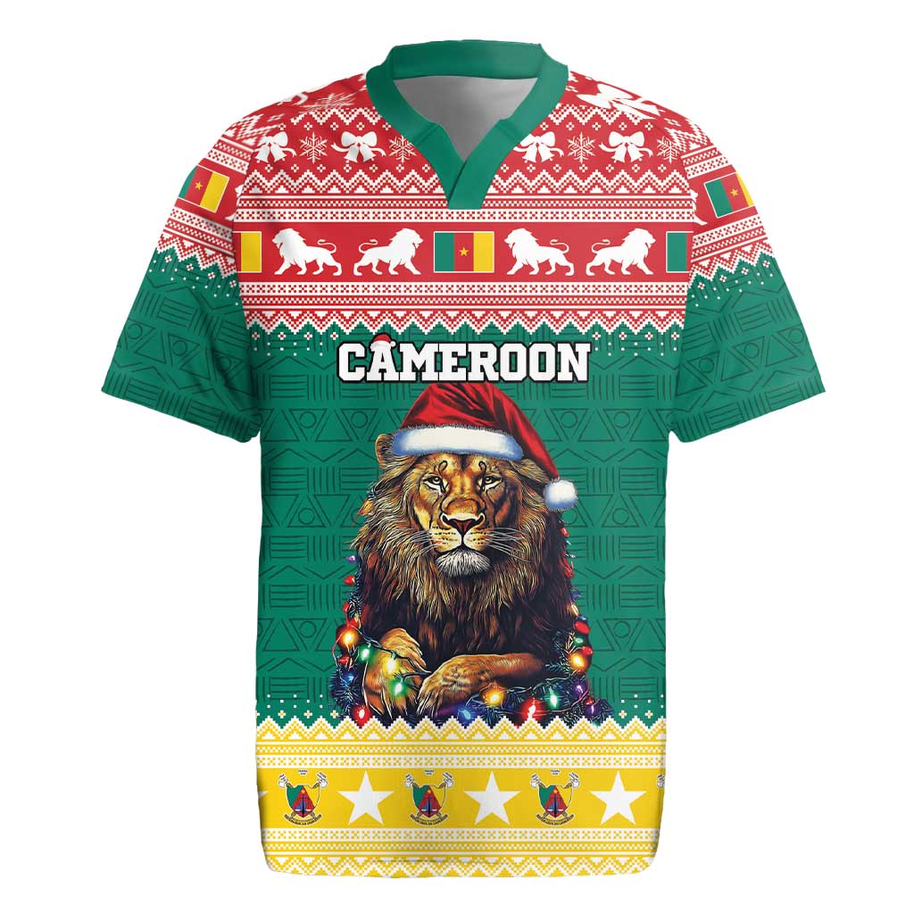 Cameroon Christmas Rugby Jersey Lion African Santa