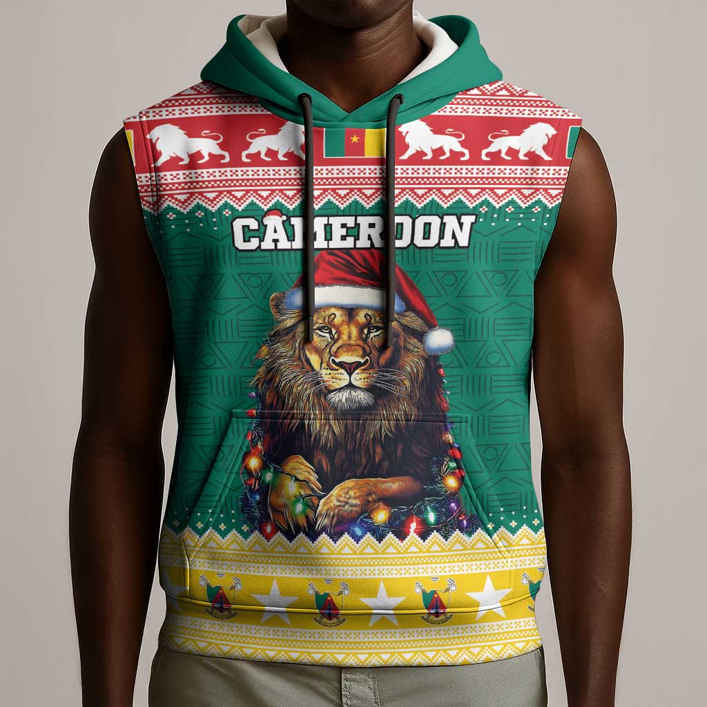 Cameroon Christmas Sleeveless Hoodie Lion African Santa - African Pride