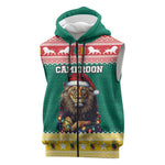 Cameroon Christmas Sleeveless Zip Hoodie Lion African Santa - African Pride