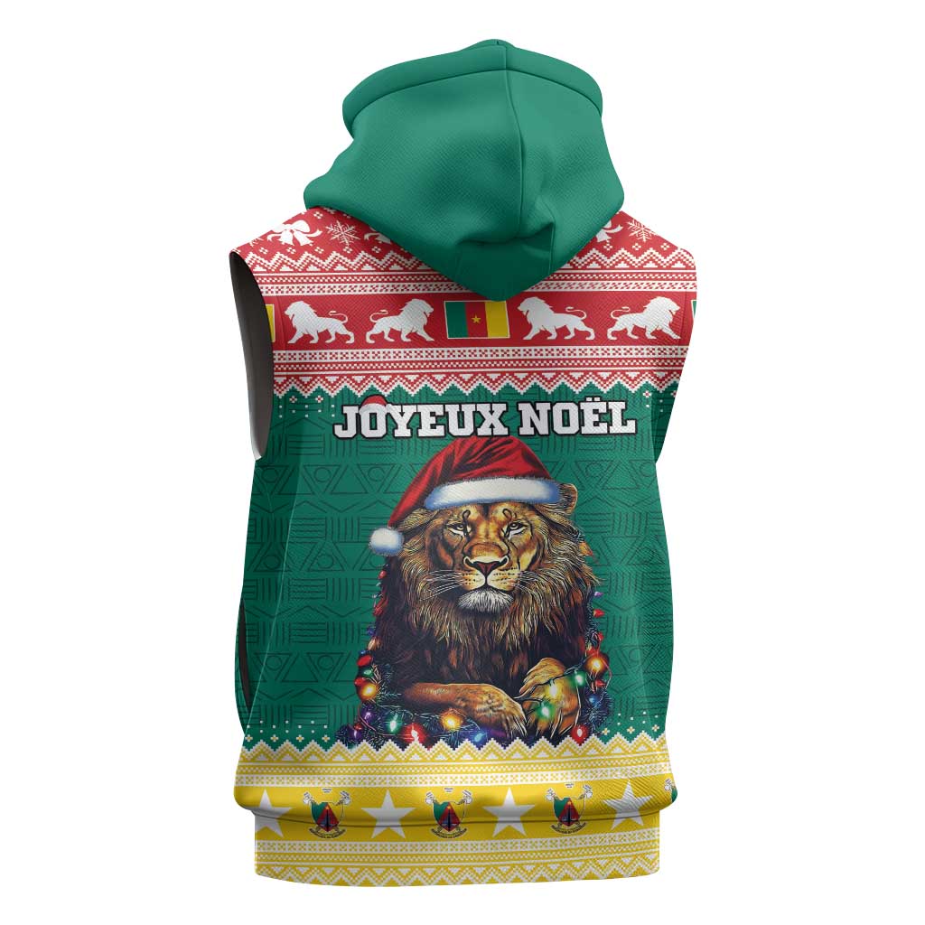 Cameroon Christmas Sleeveless Zip Hoodie Lion African Santa - African Pride