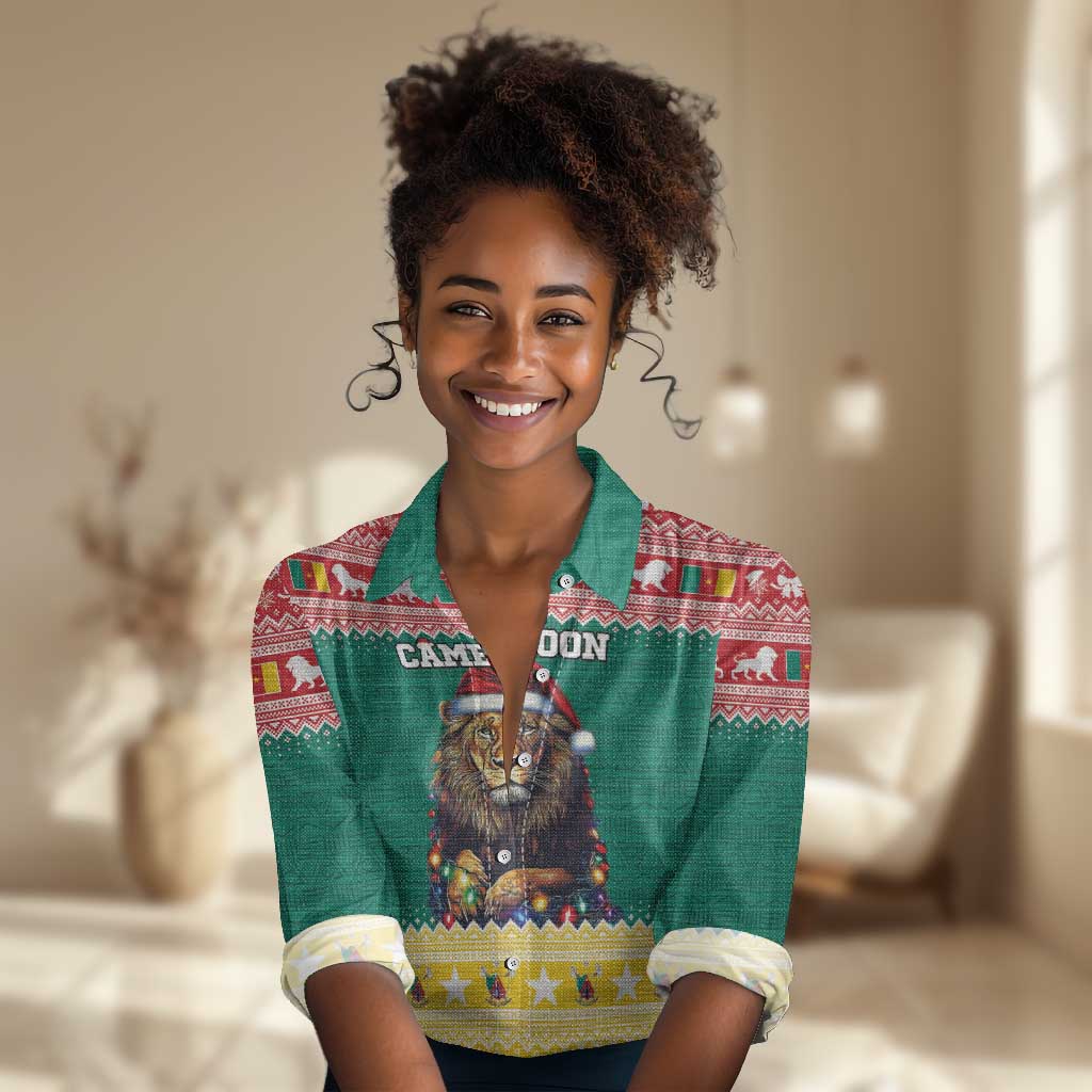 Cameroon Christmas Women Casual Shirt Lion African Santa