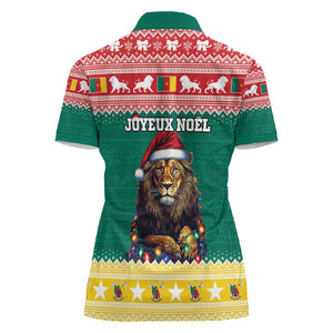 Cameroon Christmas Women Polo Shirt Lion African Santa