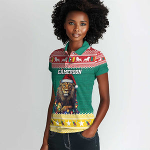 Cameroon Christmas Women Polo Shirt Lion African Santa