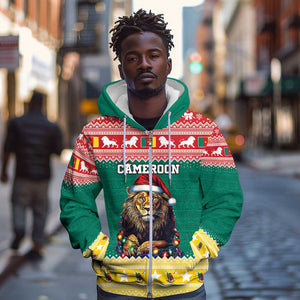 Cameroon Christmas Zip Hoodie Lion African Santa