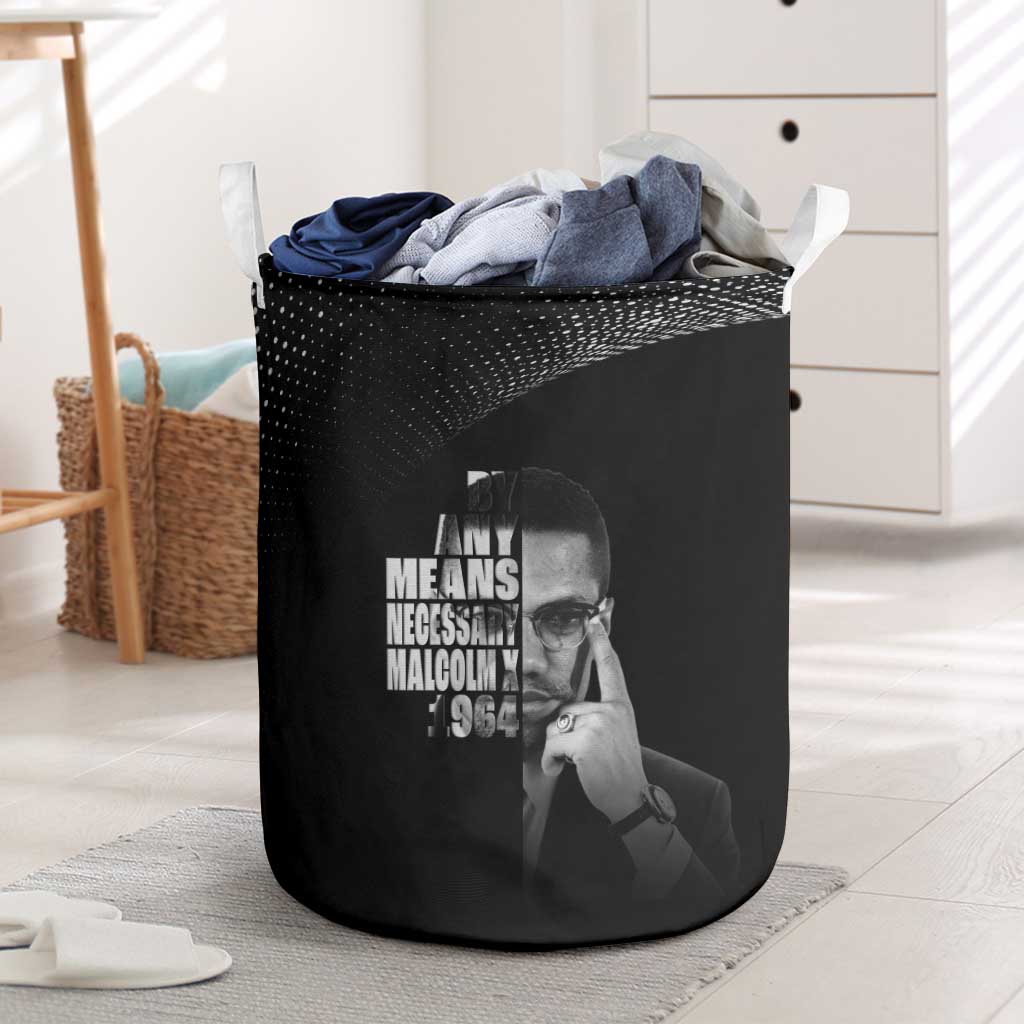 African America Heroes Malcolm X Laundry Basket By Any Means Necessary - African Pride