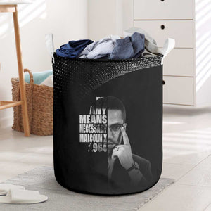 African America Heroes Malcolm X Laundry Basket By Any Means Necessary - African Pride