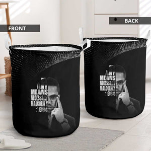 African America Heroes Malcolm X Laundry Basket By Any Means Necessary - African Pride