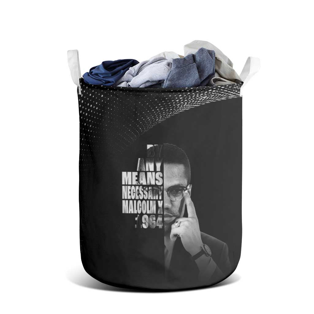 African America Heroes Malcolm X Laundry Basket By Any Means Necessary - African Pride