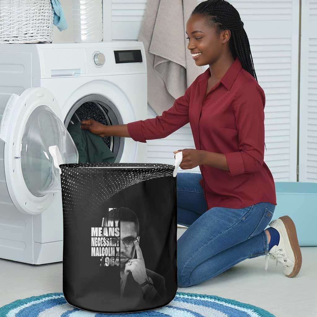 African America Heroes Malcolm X Laundry Basket By Any Means Necessary - African Pride