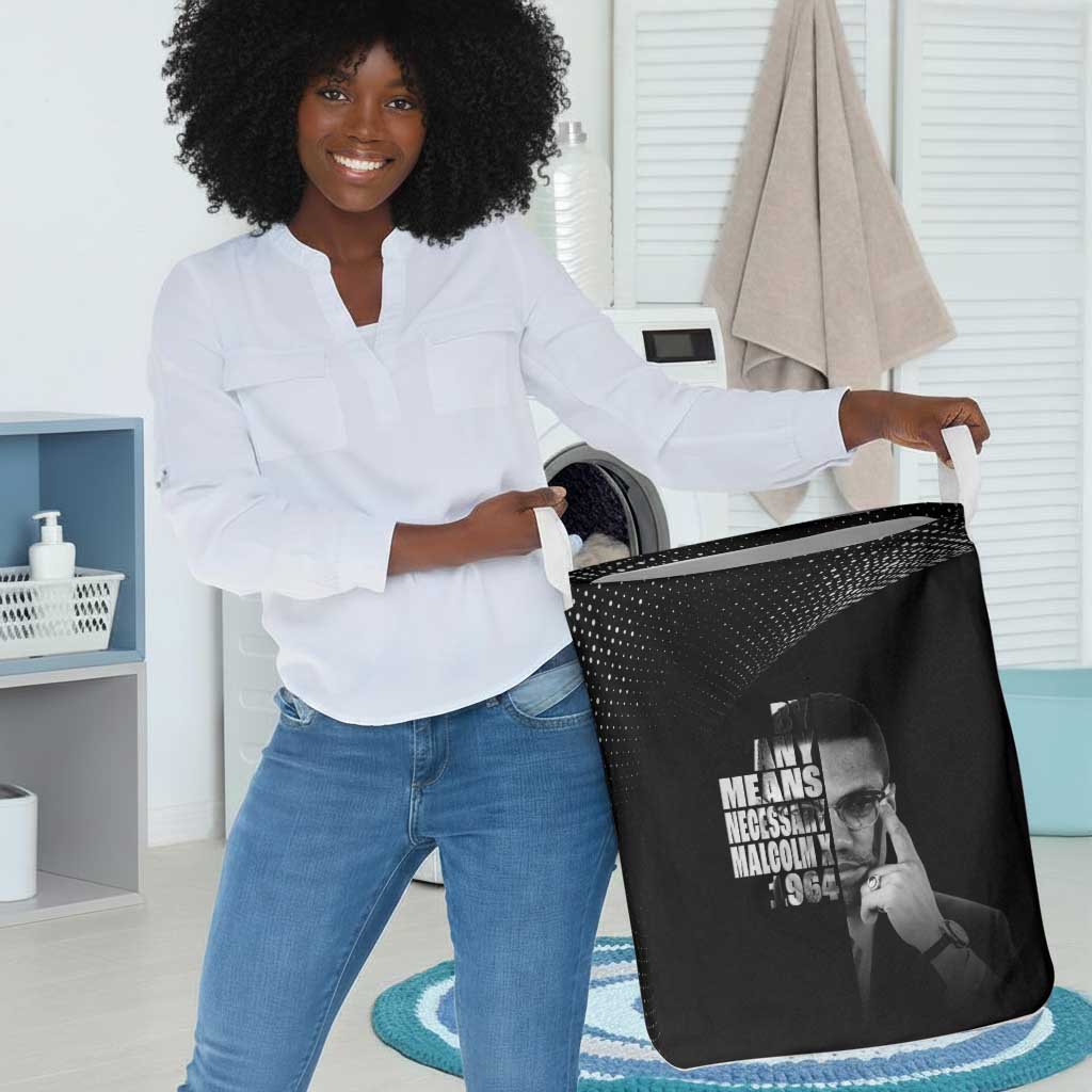 African America Heroes Malcolm X Laundry Basket By Any Means Necessary - African Pride