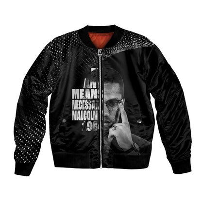 African America Heroes Malcolm X Bomber Jacket By Any Means Necessary - African Pride