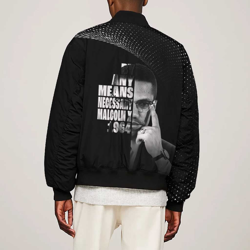 African America Heroes Malcolm X Bomber Jacket By Any Means Necessary - African Pride
