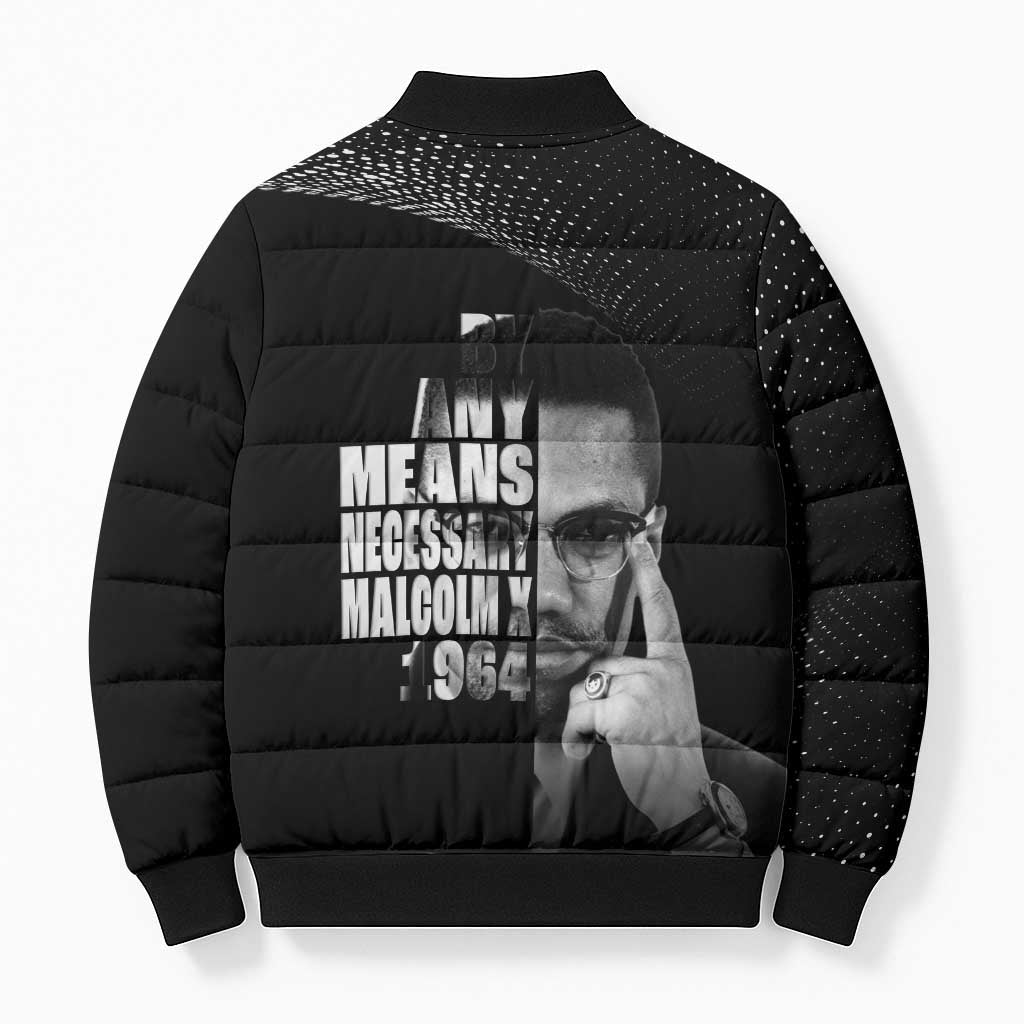 Malcolm X El-Hajj Malik El-Shabazz Bomber Puffer Jacket By Any Means Necessary