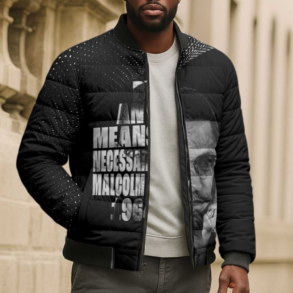 Malcolm X El-Hajj Malik El-Shabazz Bomber Puffer Jacket By Any Means Necessary