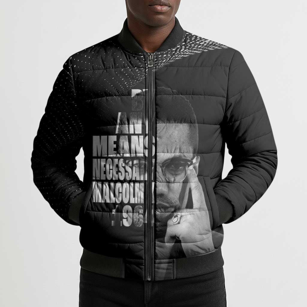 Malcolm X El-Hajj Malik El-Shabazz Bomber Puffer Jacket By Any Means Necessary
