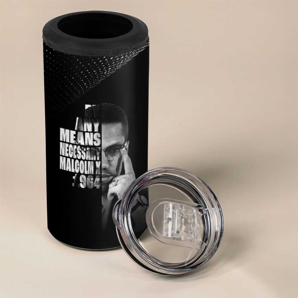 African America Heroes Malcolm X 4 in 1 Can Cooler Tumbler By Any Means Necessary - African Pride