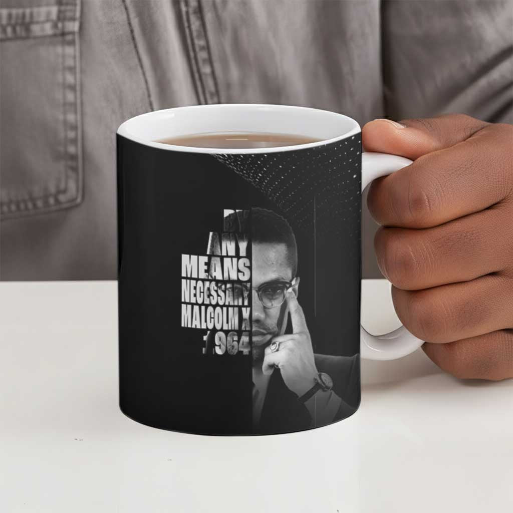 Malcolm X El-Hajj Malik El-Shabazz Ceramic Mug By Any Means Necessary