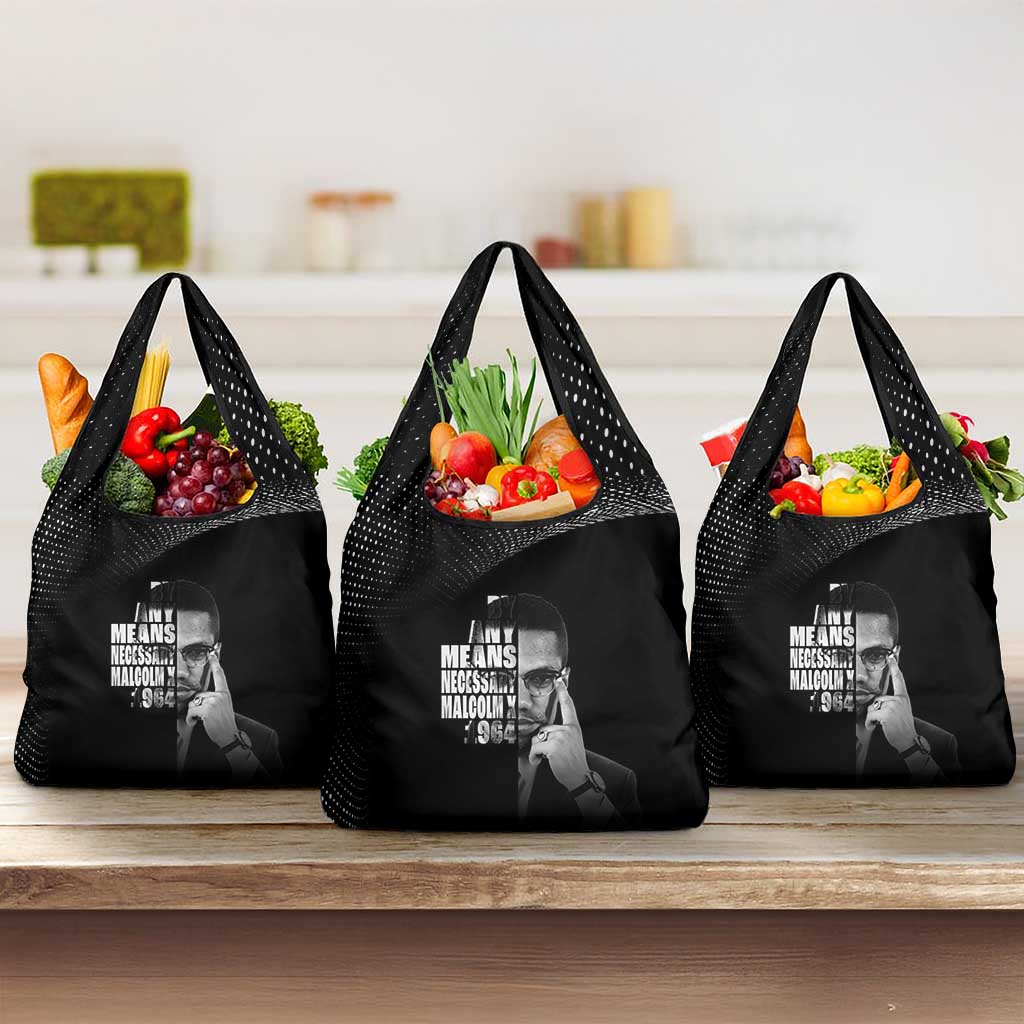 African America Heroes Malcolm X Grocery Bag By Any Means Necessary - African Pride