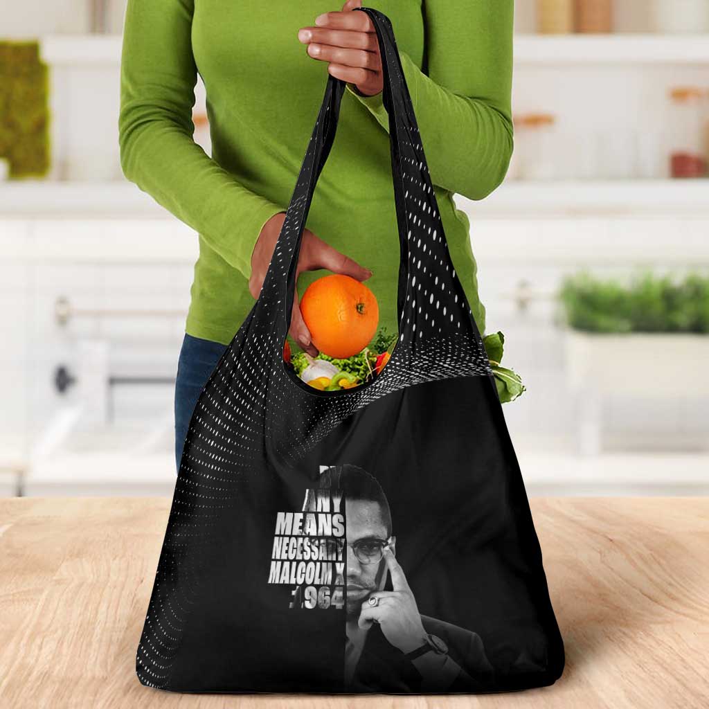 African America Heroes Malcolm X Grocery Bag By Any Means Necessary - African Pride