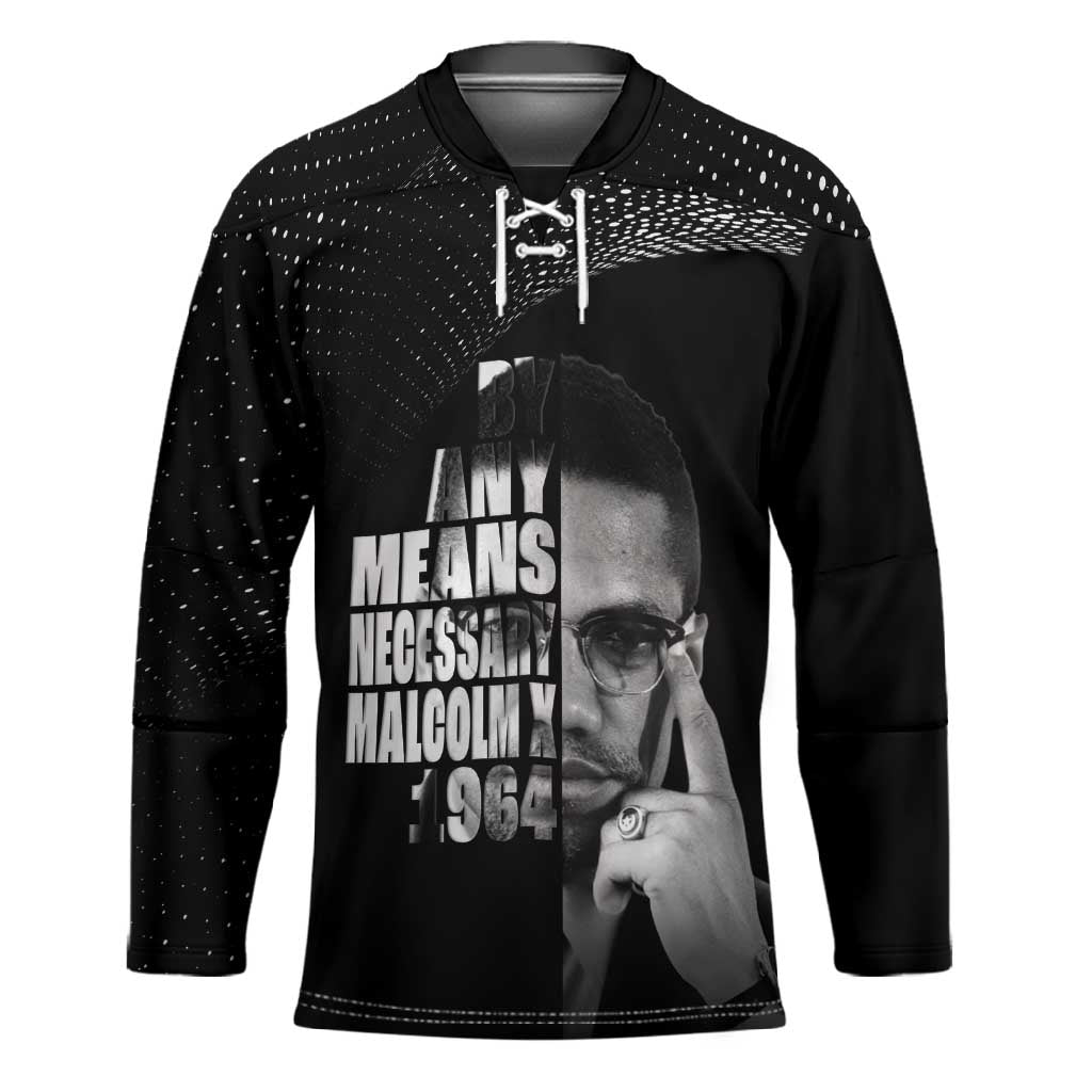 Malcolm X El-Hajj Malik El-Shabazz Hockey Jersey By Any Means Necessary