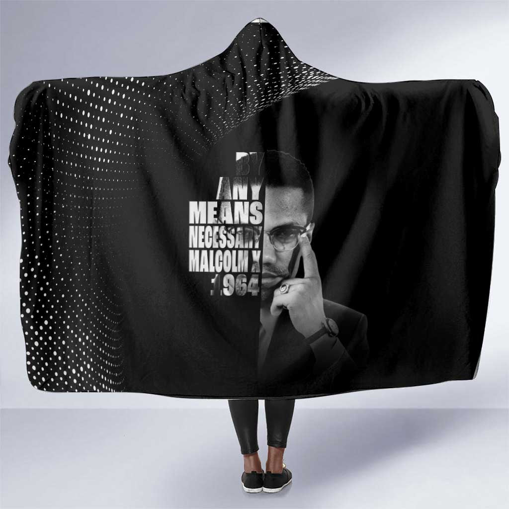 African America Heroes Malcolm X Hooded Blanket By Any Means Necessary - African Pride