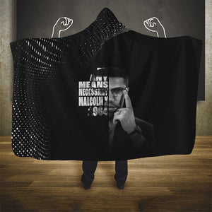 African America Heroes Malcolm X Hooded Blanket By Any Means Necessary - African Pride