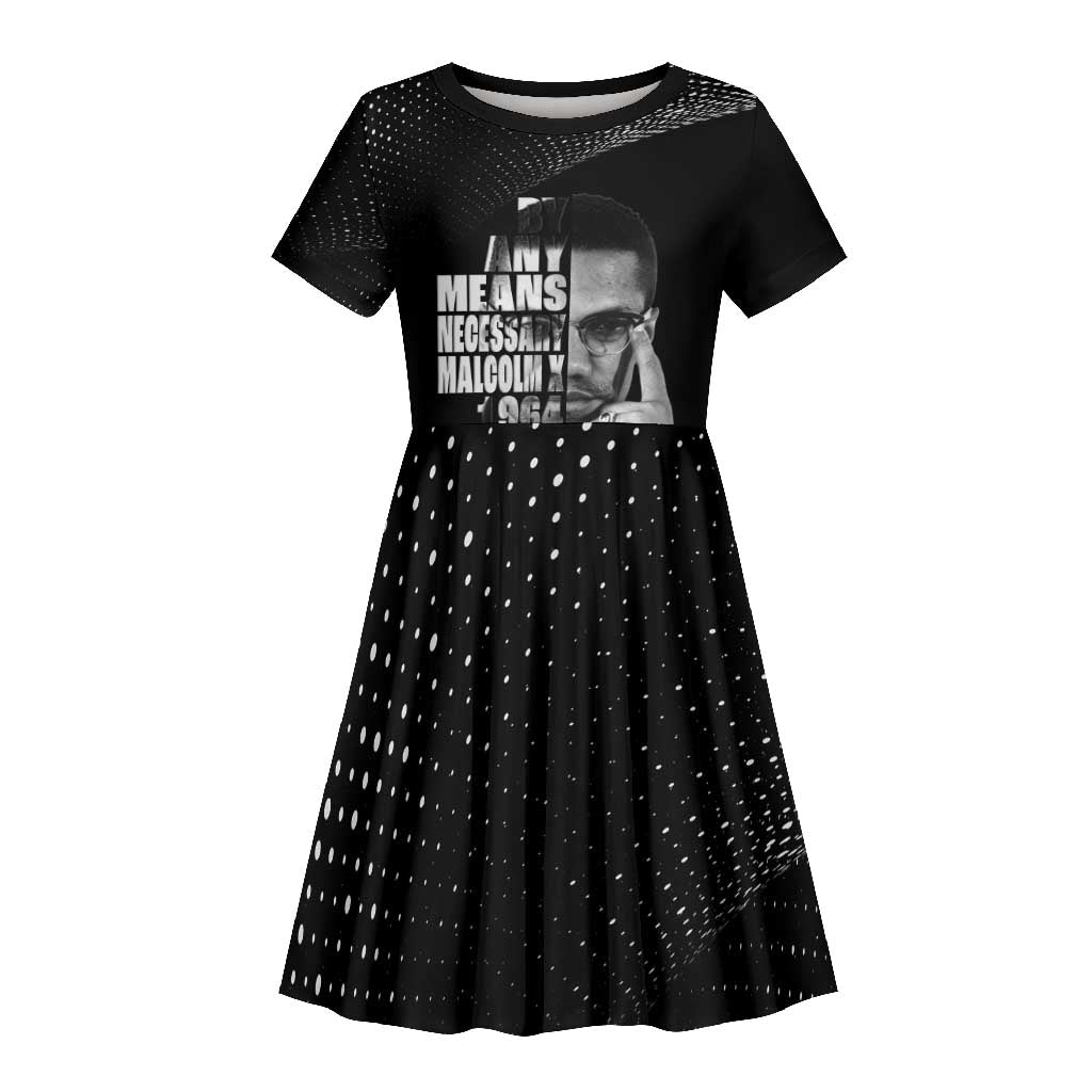 African America Heroes Malcolm X Kid Short Sleeve Dress By Any Means Necessary LT15