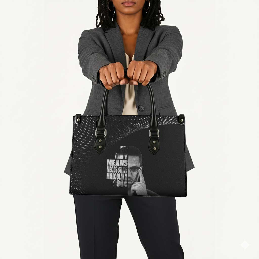Malcolm X El-Hajj Malik El-Shabazz Leather Bag By Any Means Necessary