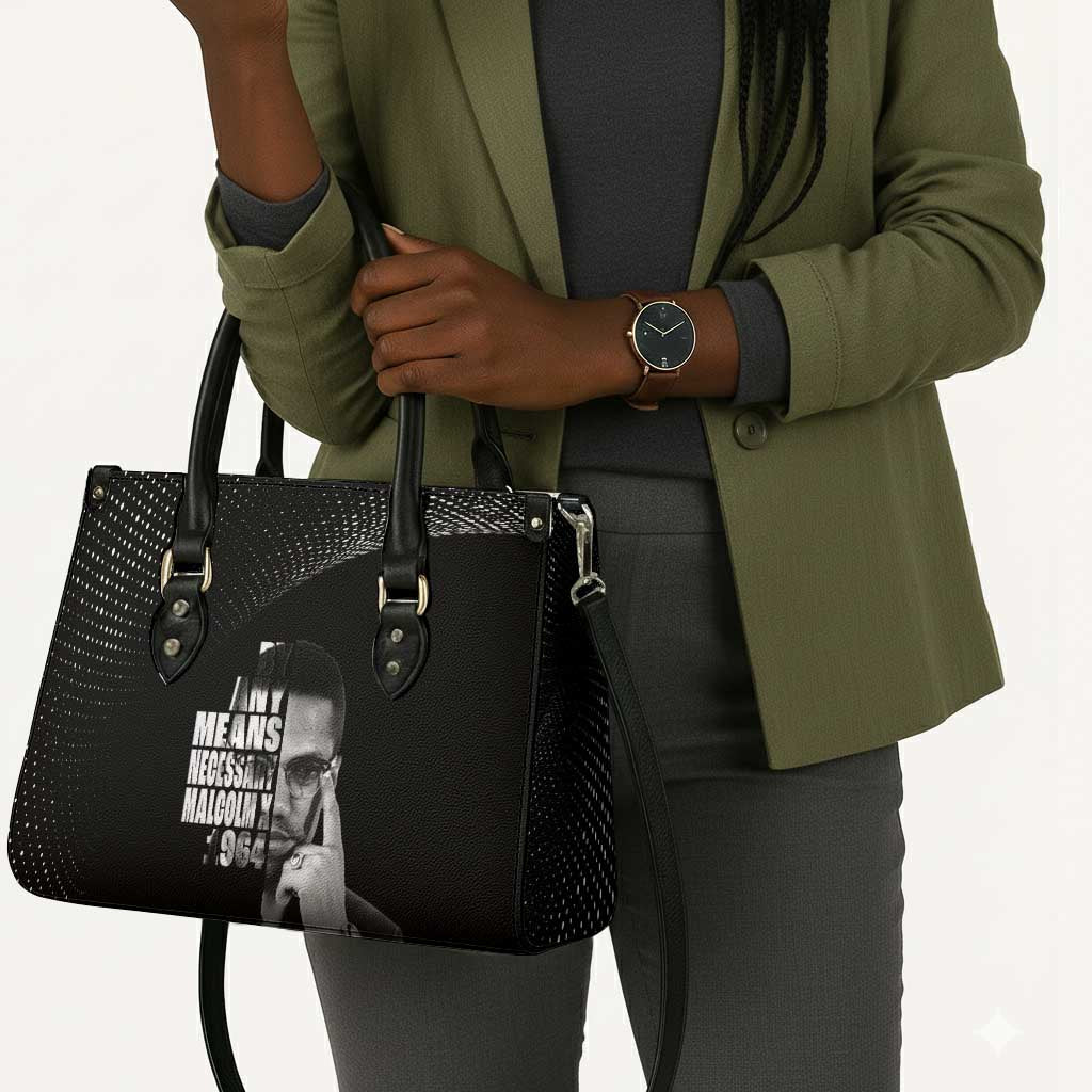 Malcolm X El-Hajj Malik El-Shabazz Leather Bag By Any Means Necessary