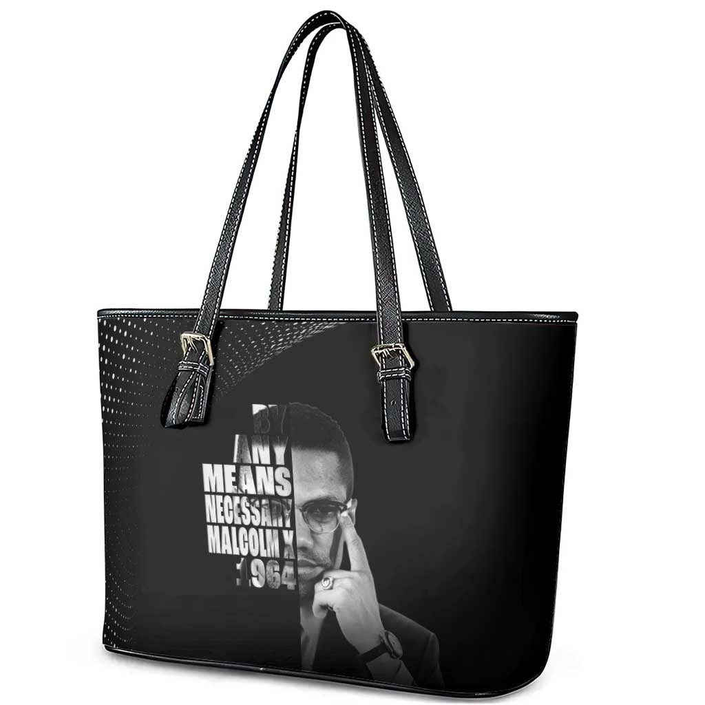 African America Heroes Malcolm X Leather Tote Bag By Any Means Necessary - African Pride