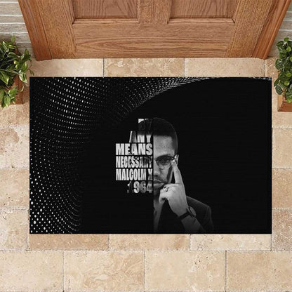 African America Heroes Malcolm X Rubber Doormat By Any Means Necessary - African Pride