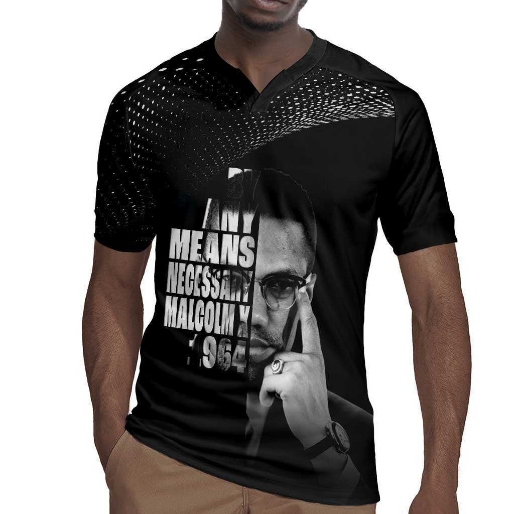 African America Heroes Malcolm X Rugby Jersey By Any Means Necessary LT15