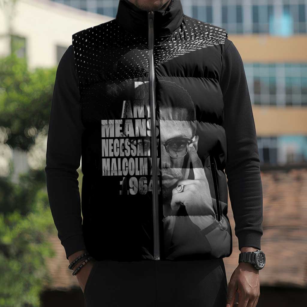 Malcolm X El-Hajj Malik El-Shabazz Sleeveless Puffer Jacket By Any Means Necessary
